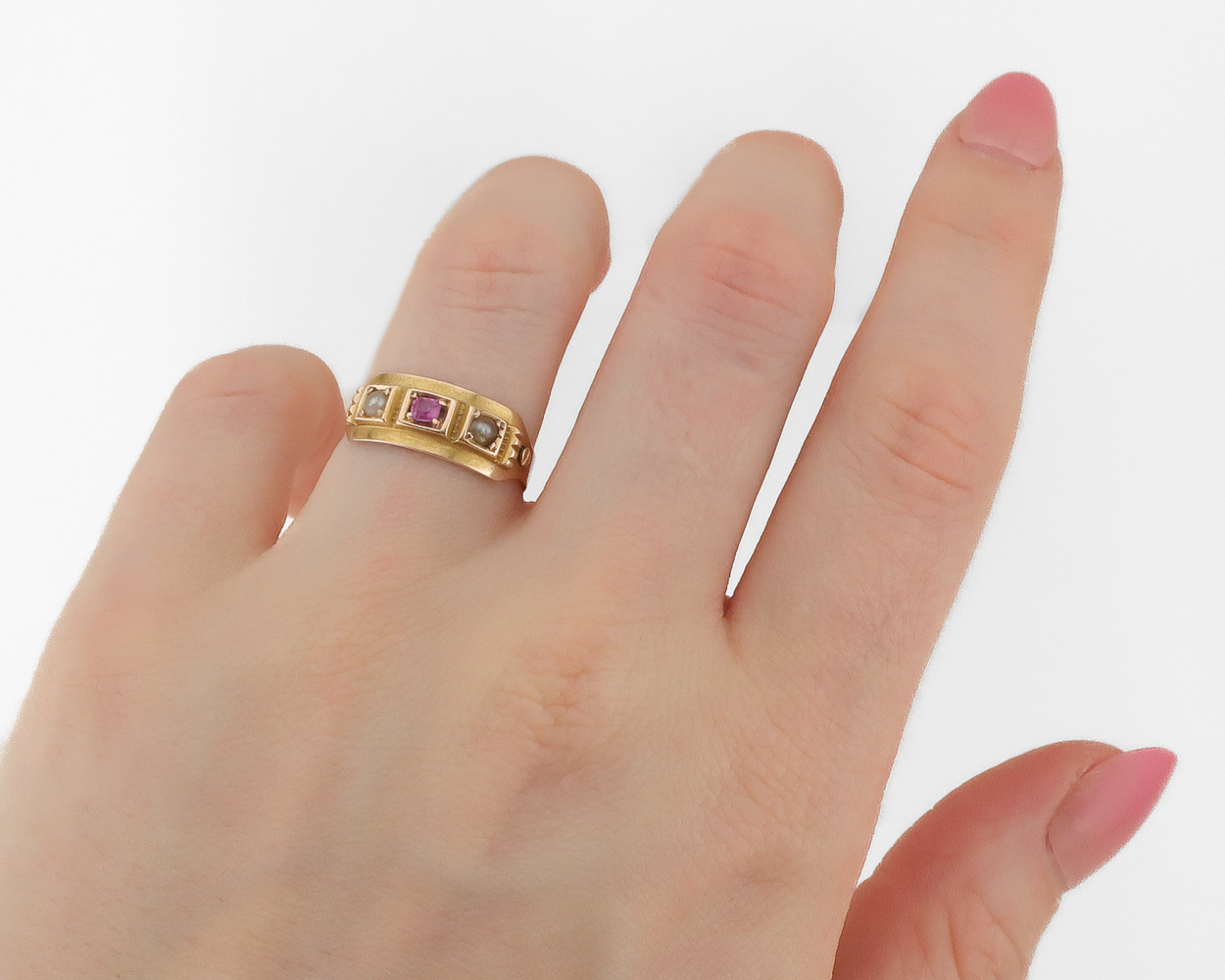 Victorian Pearl & Ruby Ring