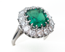 Midcentury Emerald & Diamond Halo Ring