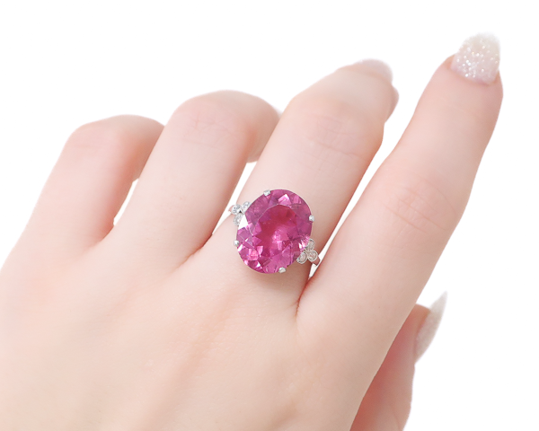 Art Deco Pink Tourmaline & Diamond Ring