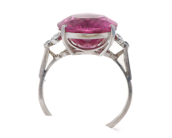 Art Deco Pink Tourmaline & Diamond Ring
