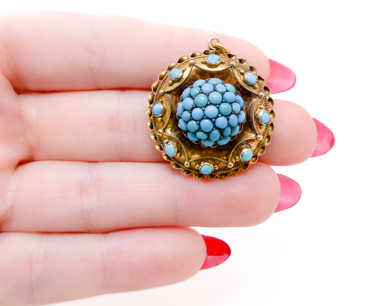 Victorian Turquoise Etruscan Revival Locket