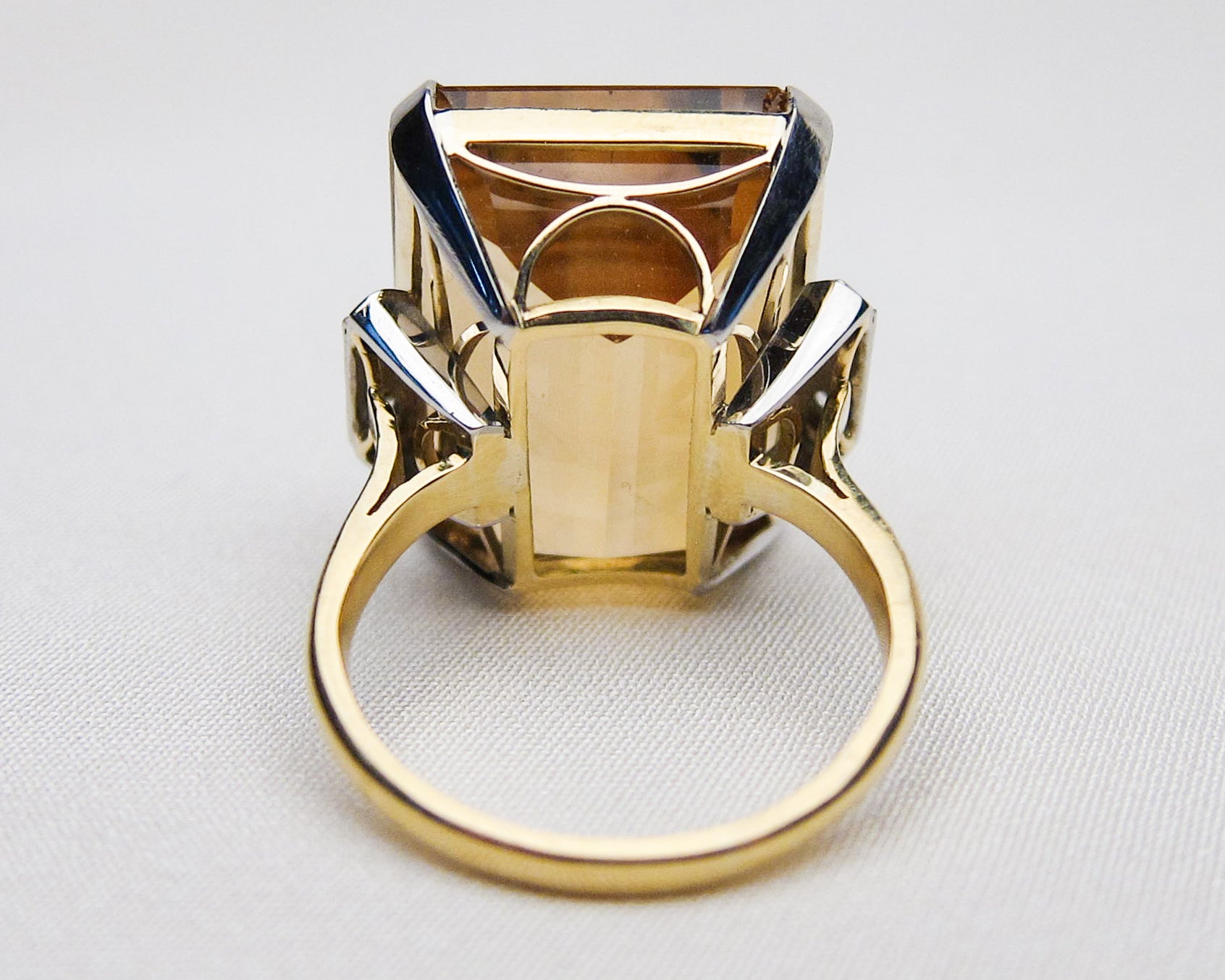 Retro-Era Citrine & Diamond Dinner Ring