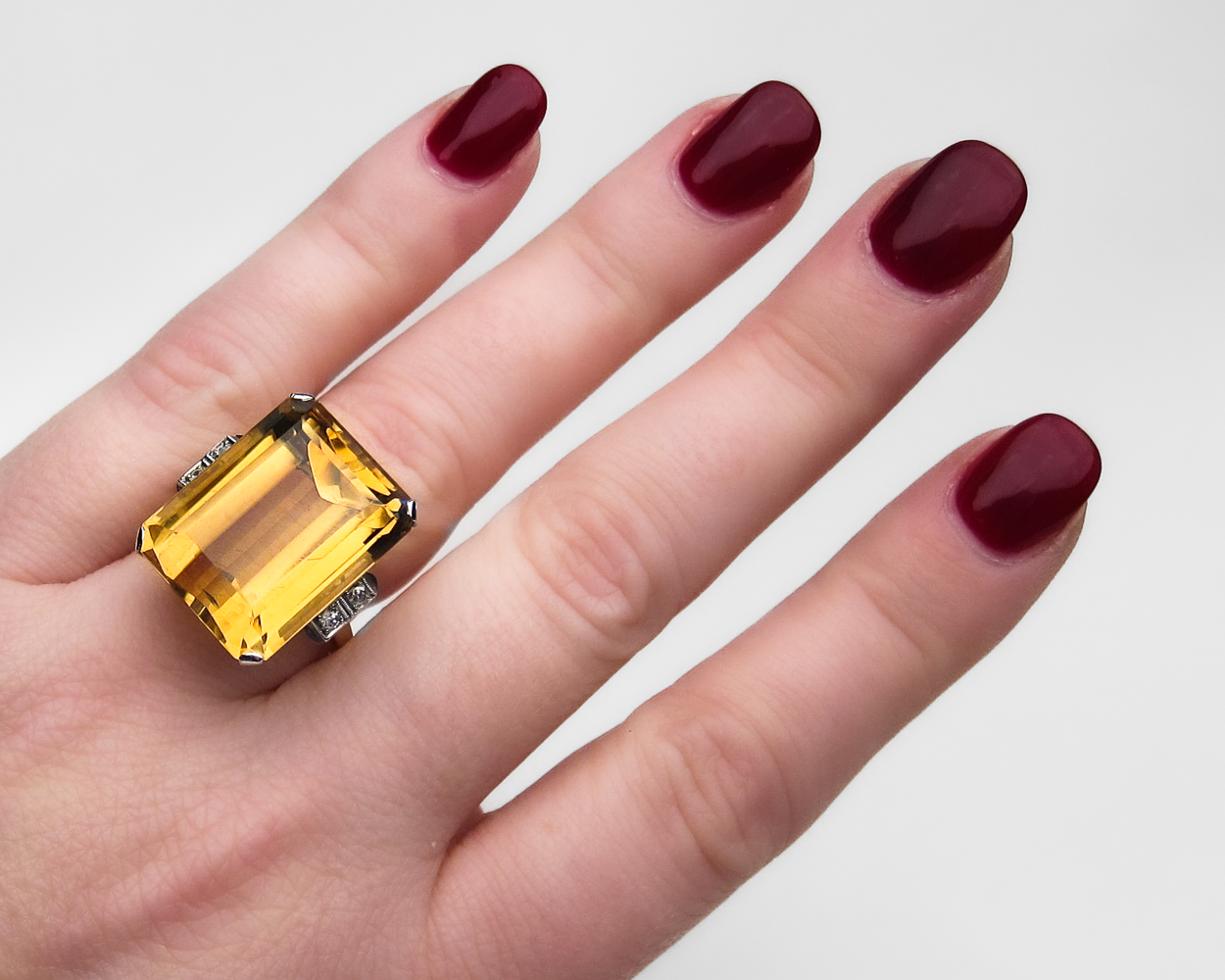 Retro-Era Citrine & Diamond Dinner Ring