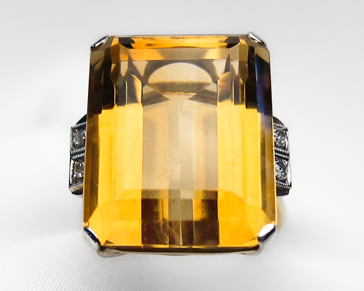 Retro-Era Citrine & Diamond Dinner Ring