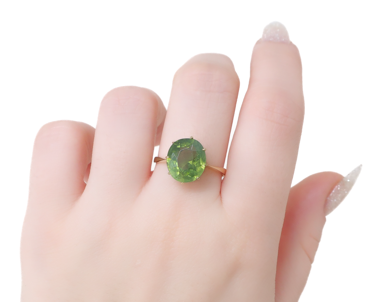 Midcentury Green Zircon Ring