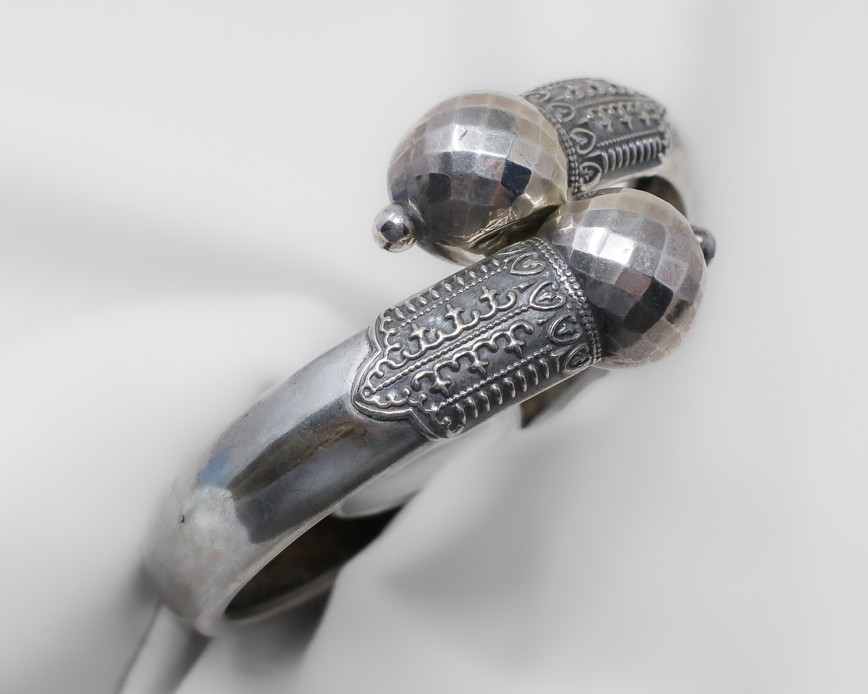 Victorian Silver Etruscan Revival Bangle