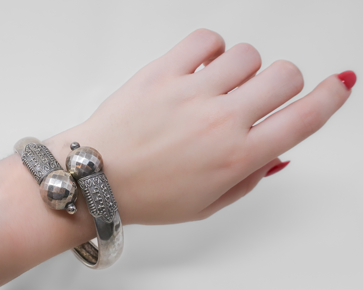 Victorian Silver Etruscan Revival Bangle