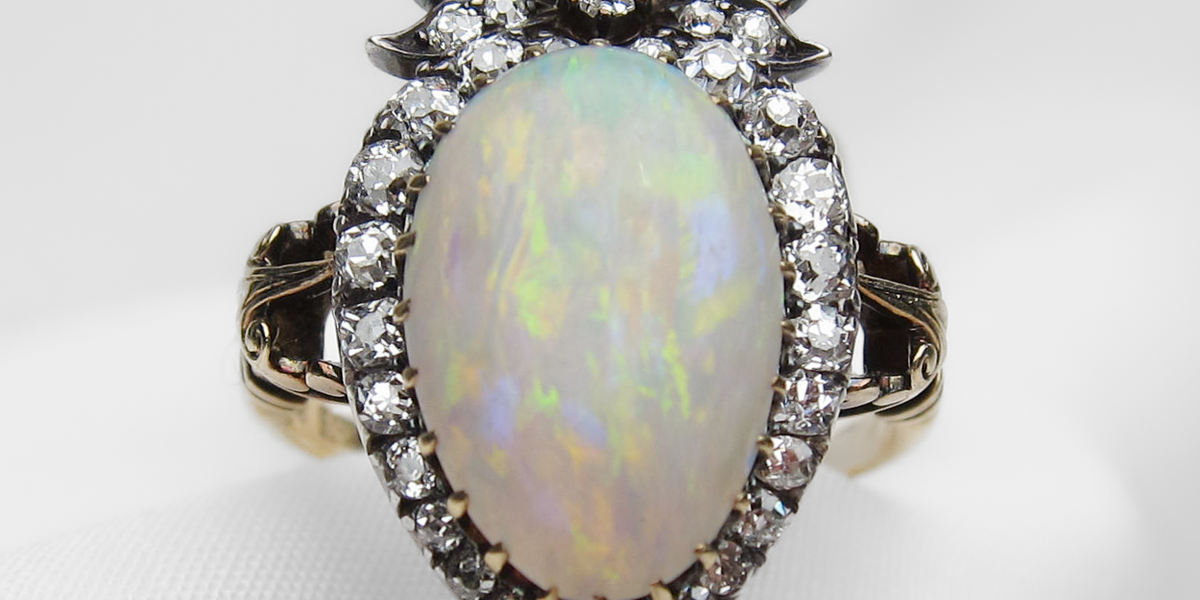 Victorian Opal Diamond Ring — Isadoras Antique Jewelry
