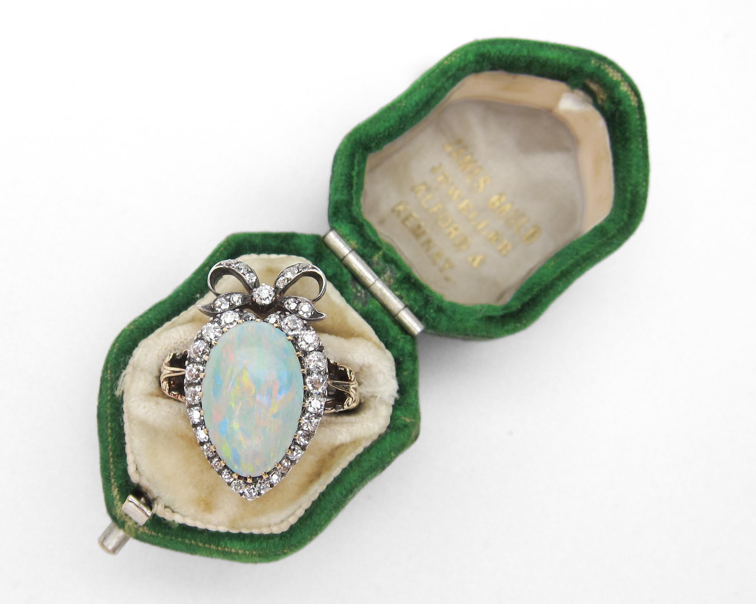 Victorian Opal & Diamond Bow Ring