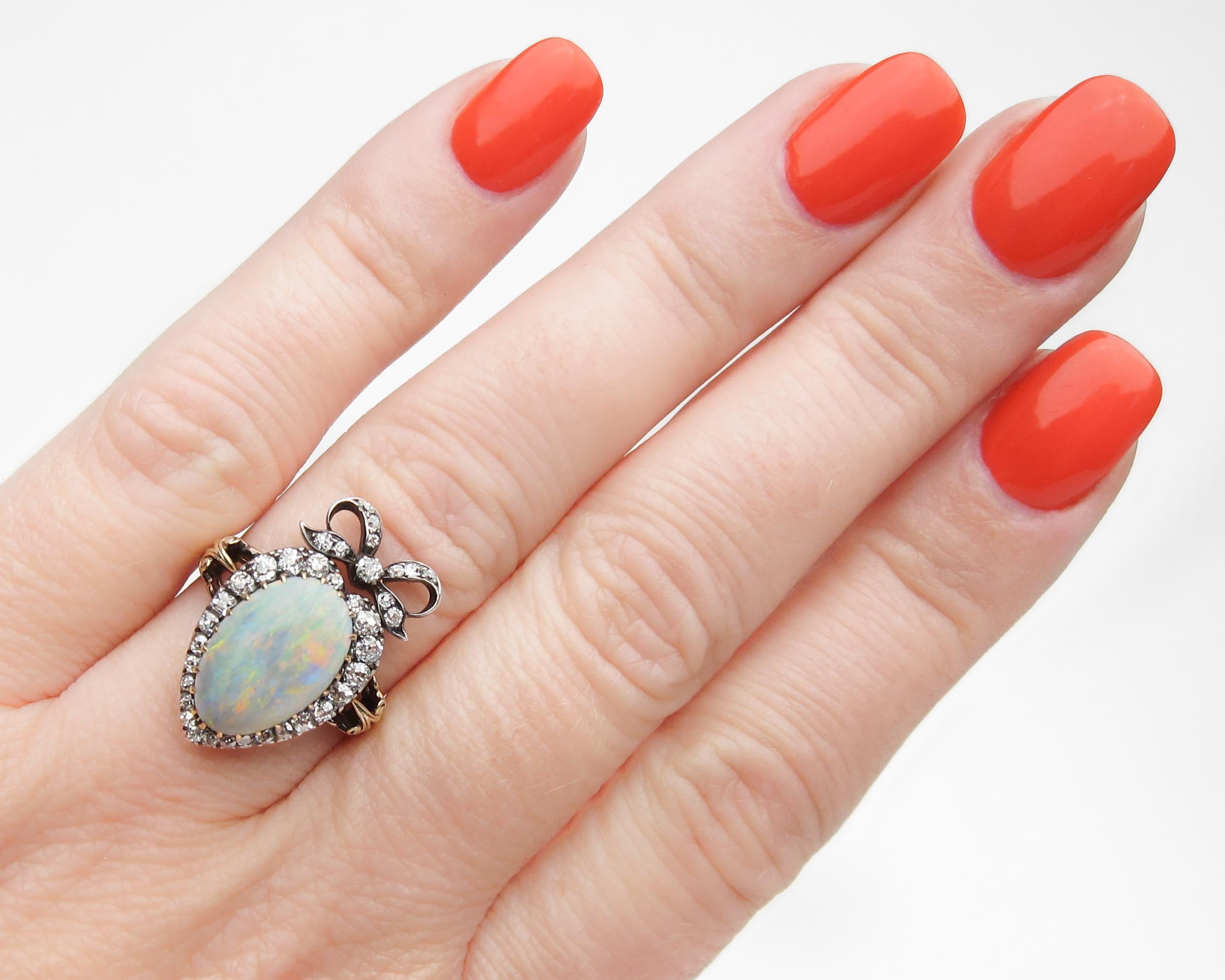 Victorian Opal & Diamond Bow Ring
