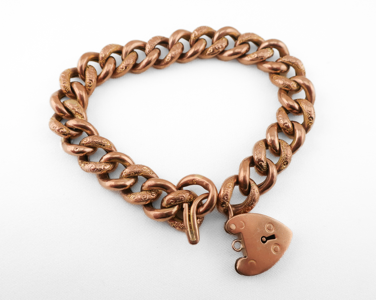 Victorian Curb Chain Gate Bracelet with Heart Padlock