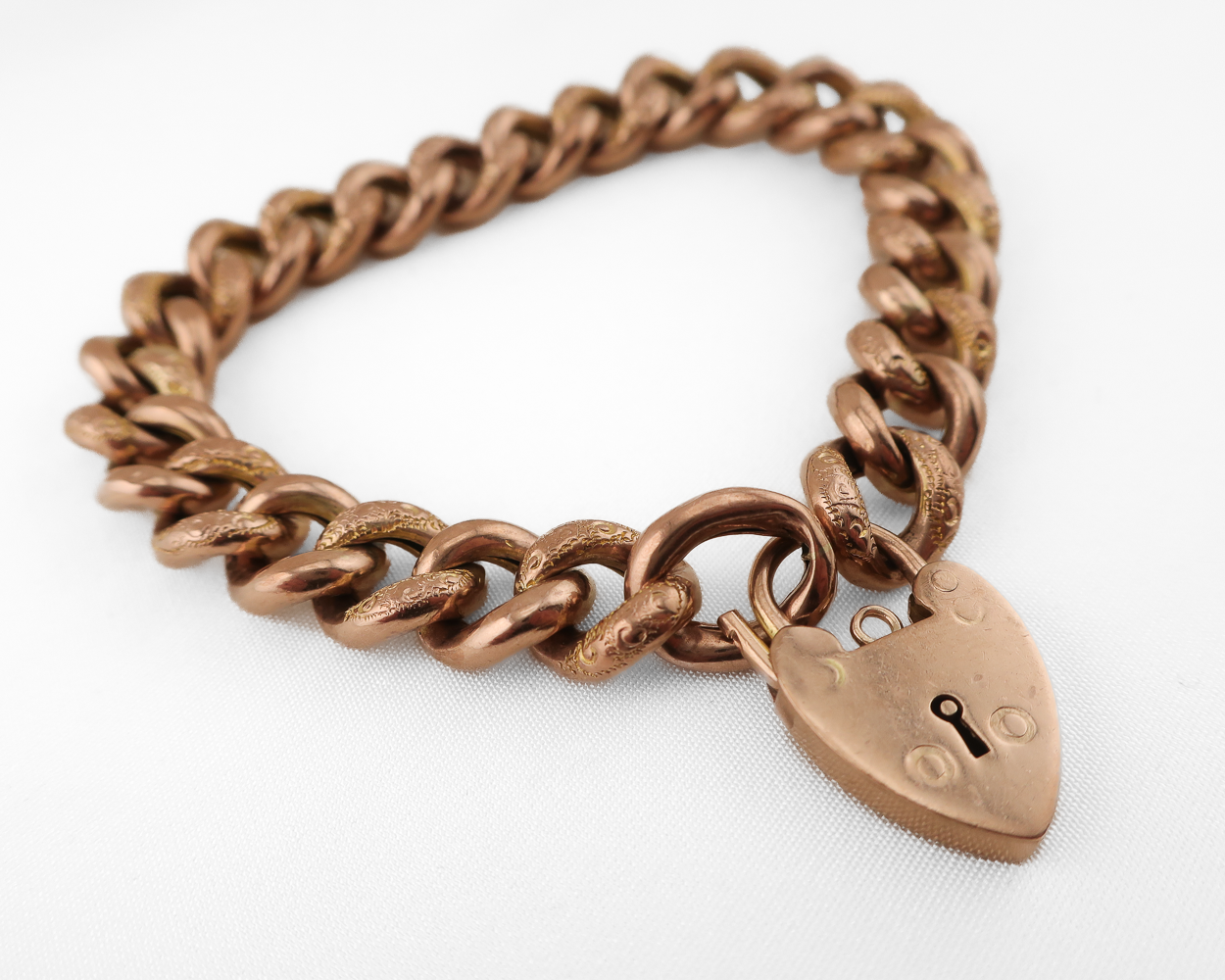 Victorian Curb Chain Gate Bracelet with Heart Padlock