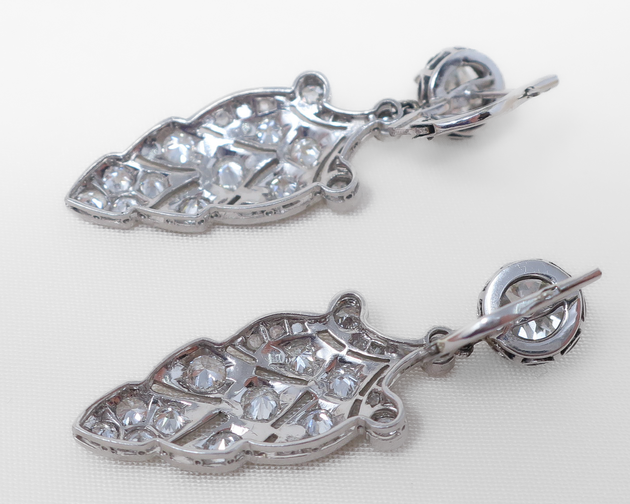 Art Deco Platinum Diamond Earrings