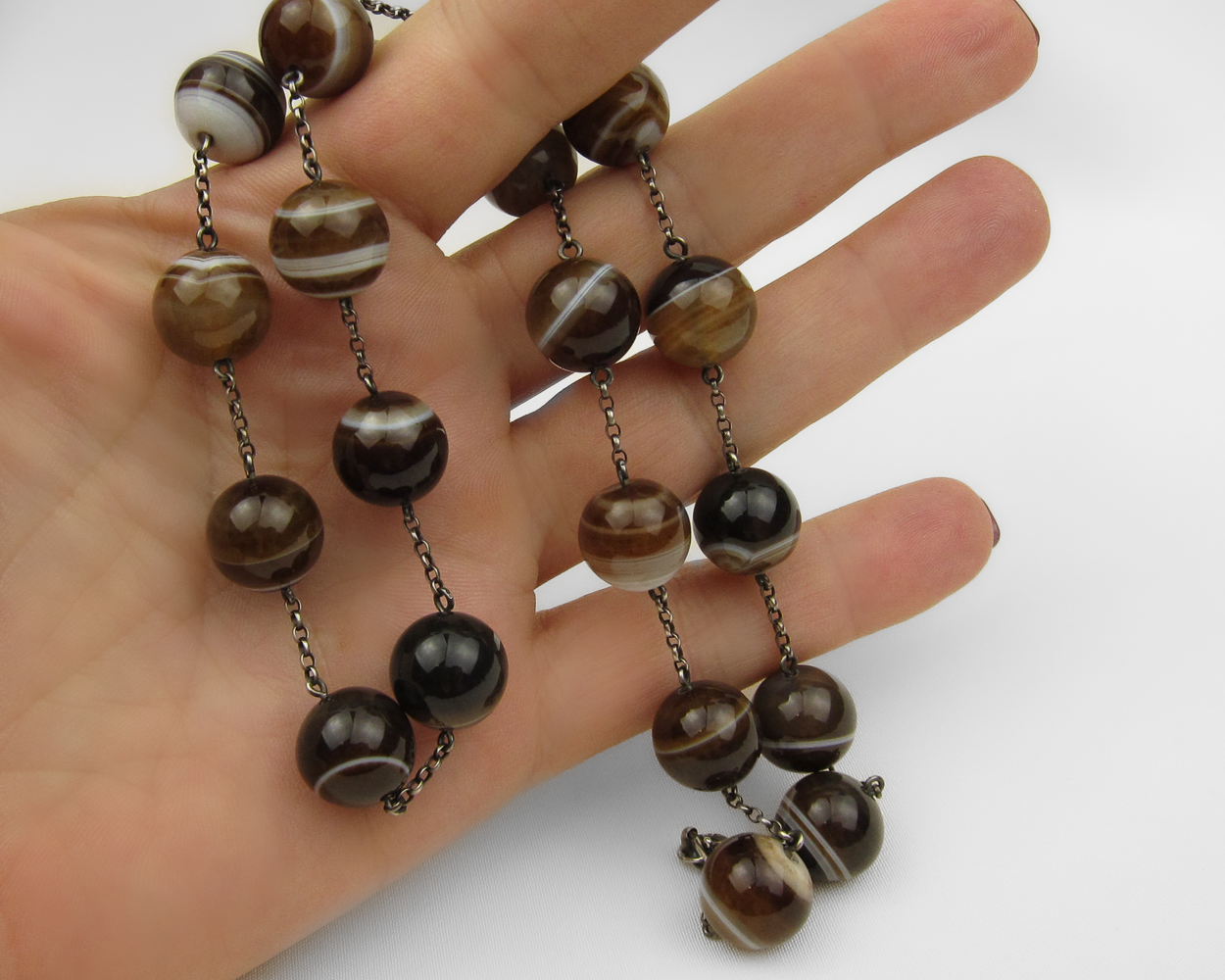 Circa 1890 Banded Agate Necklace