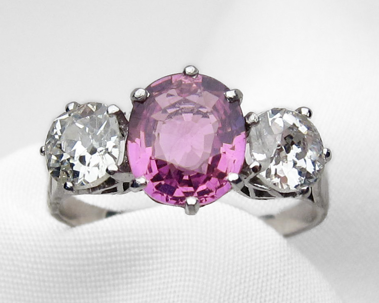 Art Deco Pink Sapphire & Diamond Ring