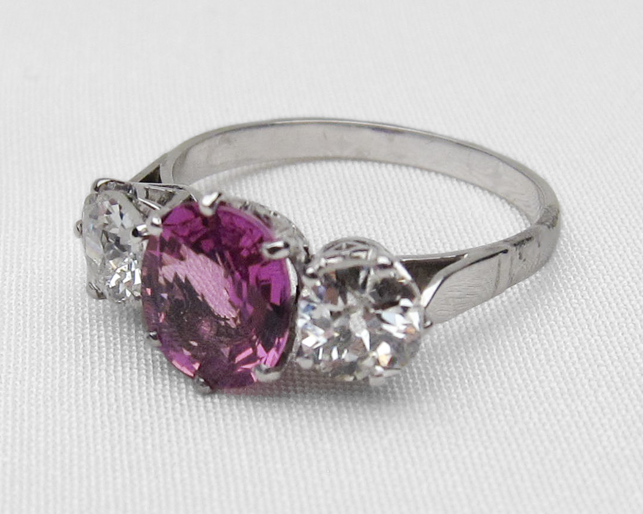 Art Deco Pink Sapphire & Diamond Ring