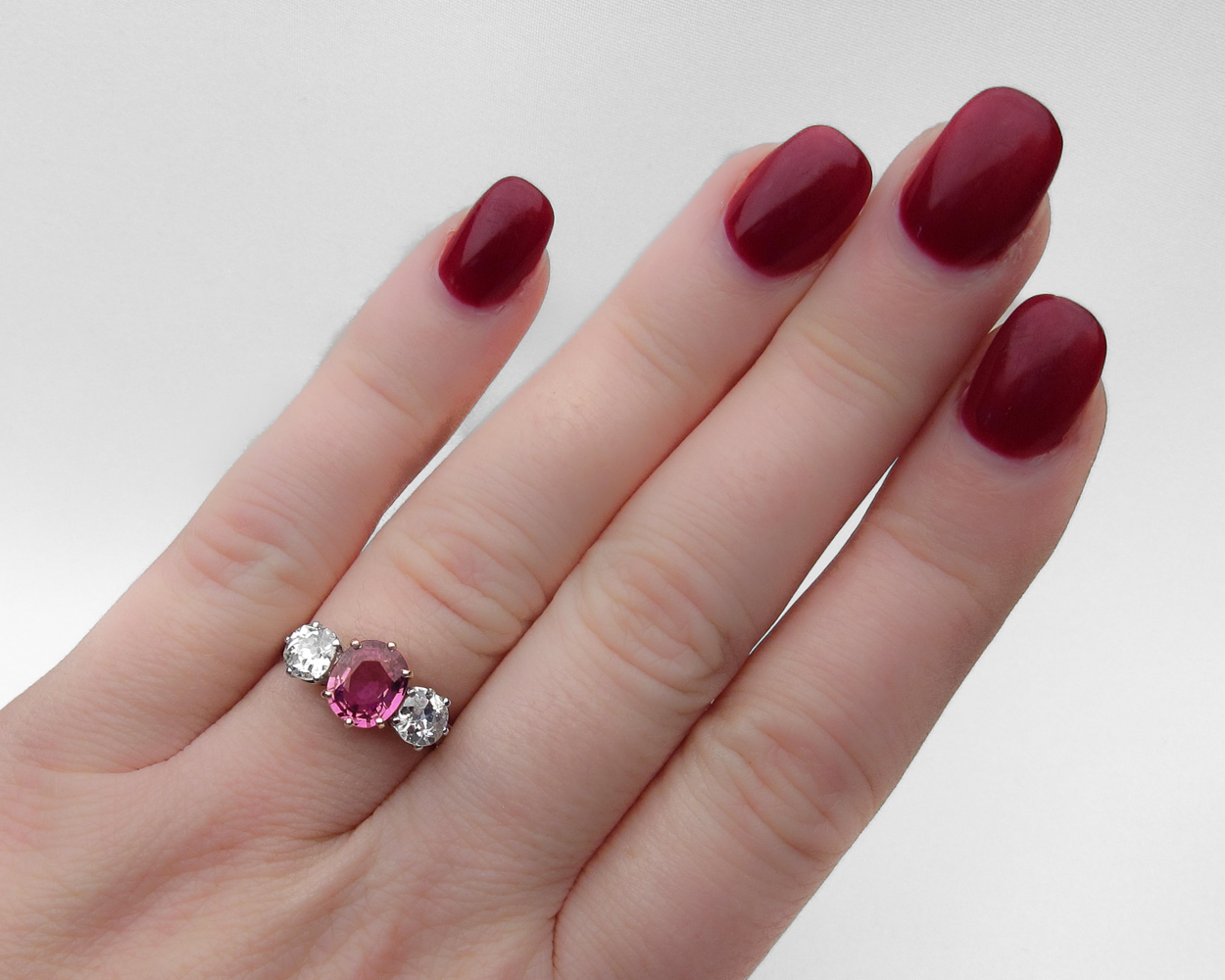 Art Deco Pink Sapphire & Diamond Ring