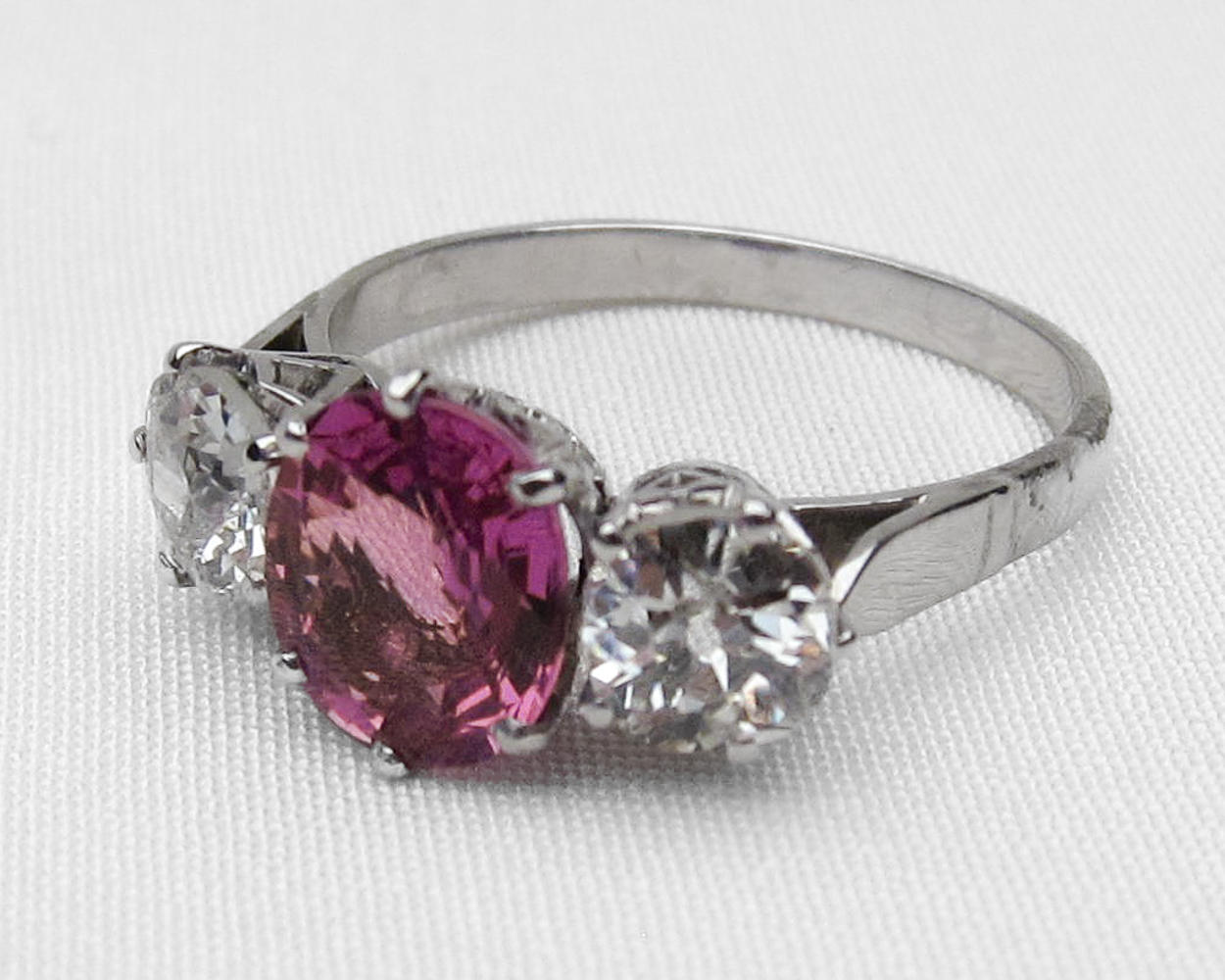 Art Deco Pink Sapphire & Diamond Ring