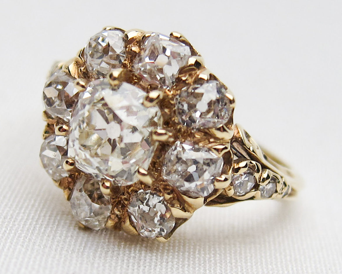 2.52-Carat Victorian Diamond Cluster Ring