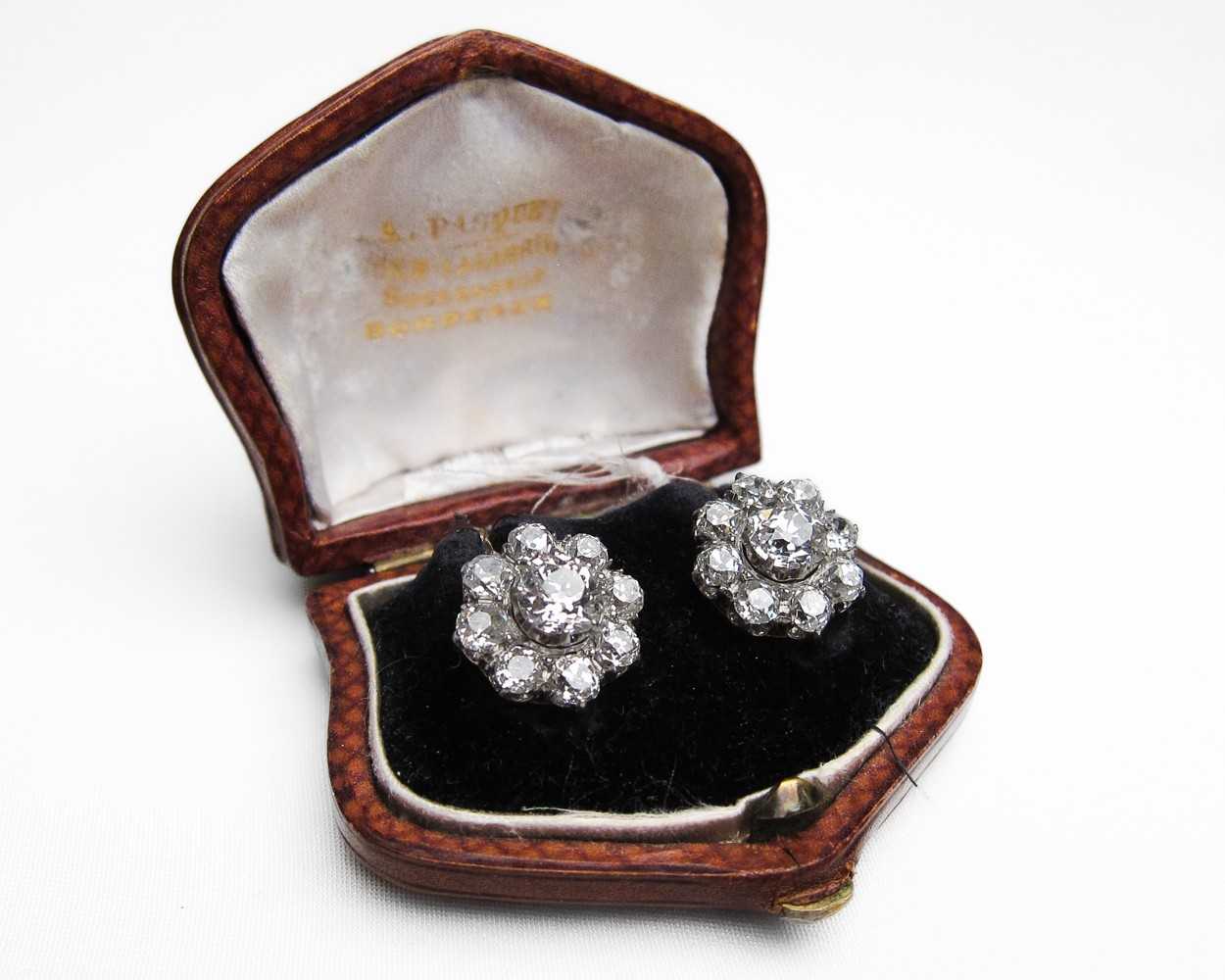 Victorian French Diamond Cluster Earrings