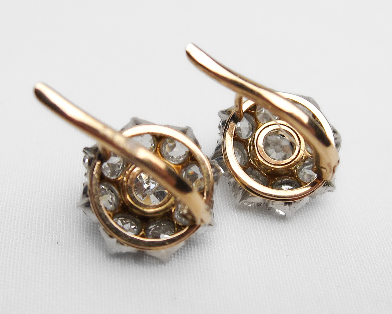 Victorian French Diamond Cluster Earrings