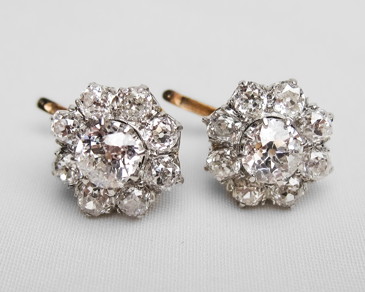 Victorian French Diamond Cluster Earrings