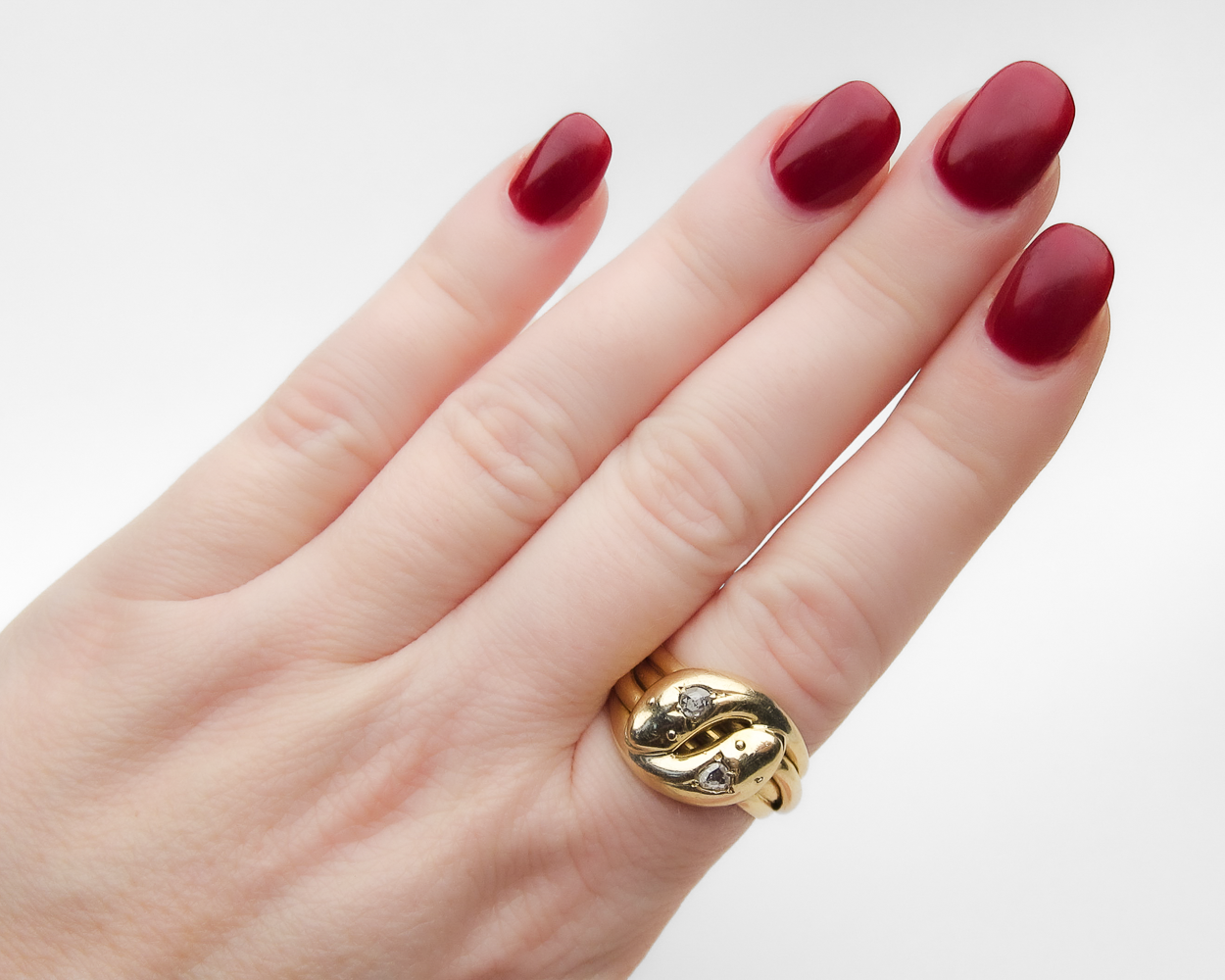 Double-Diamond Victorian Snake Ring
