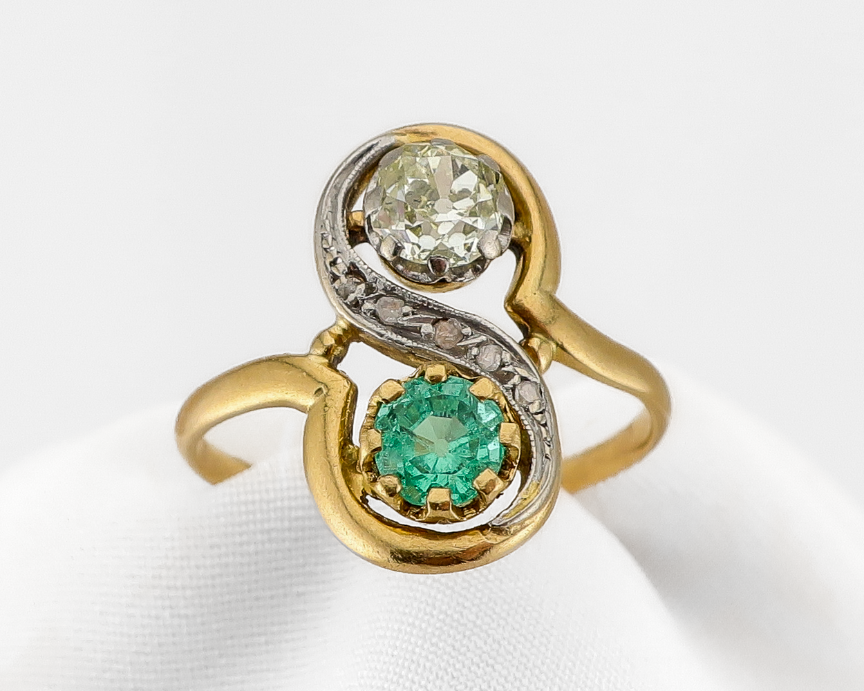 Victorian French Emerald & Diamond Ring