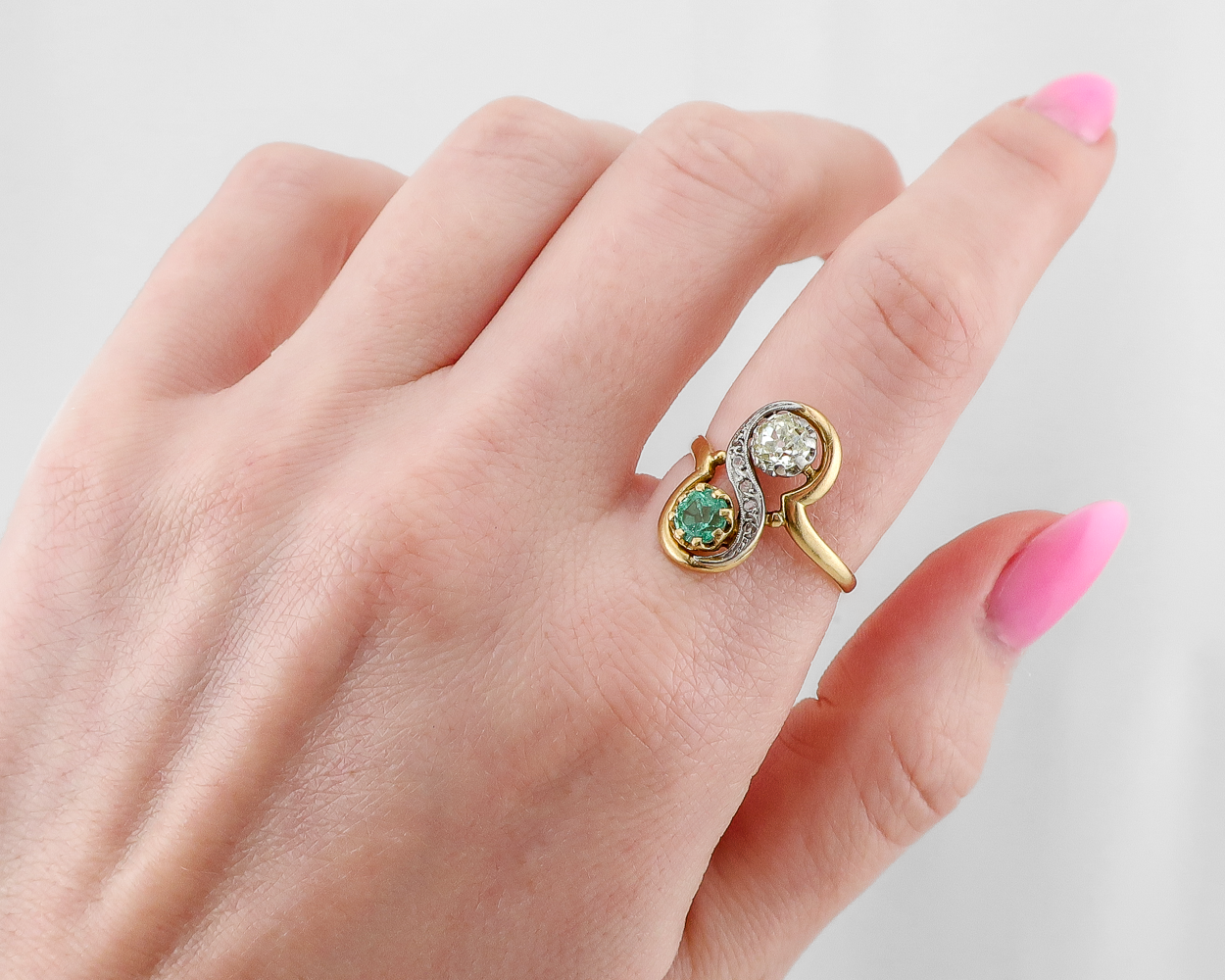 Victorian French Emerald & Diamond Ring