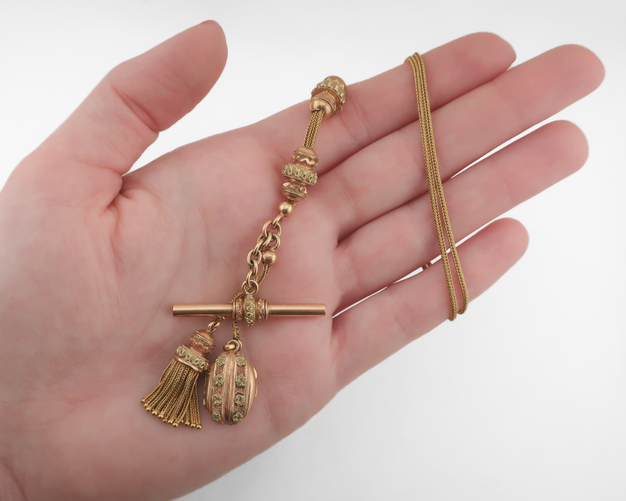Victorian French Tri-Color Gold Locket Necklace