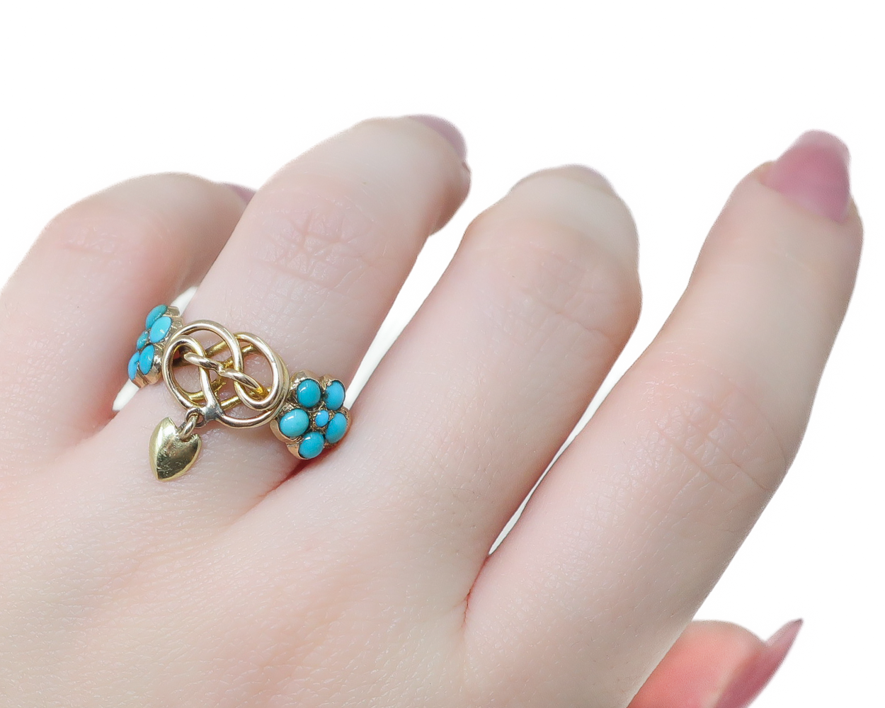 Victorian Turquoise Ring with Heart Charm