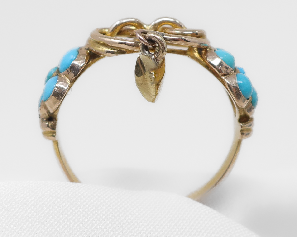 Victorian Turquoise Ring with Heart Charm