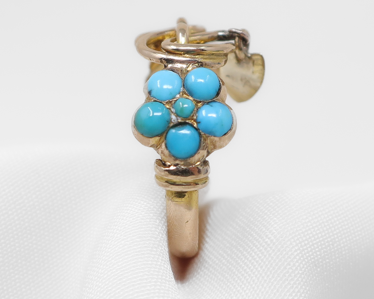 Victorian Turquoise Ring with Heart Charm