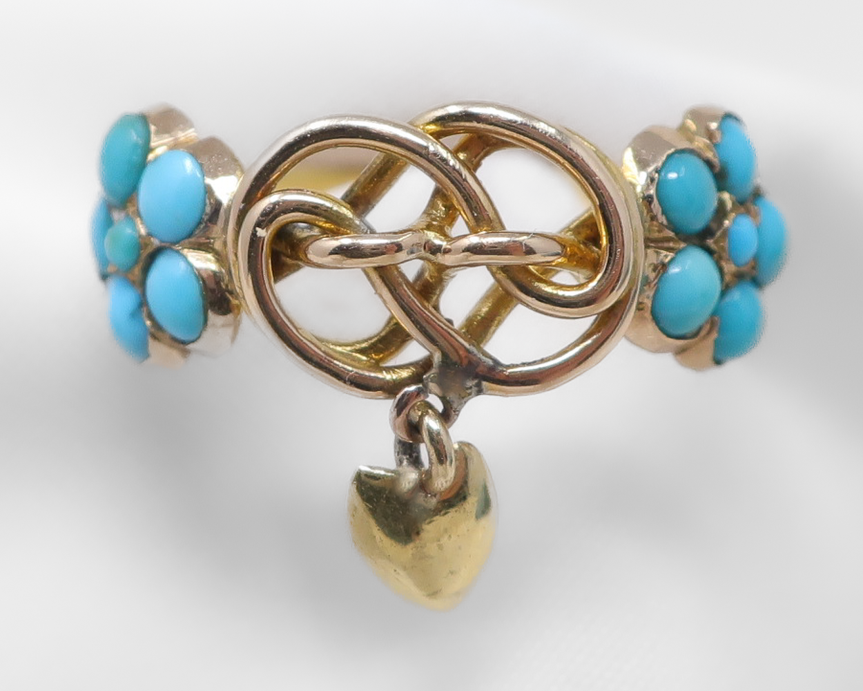 Victorian Turquoise Ring with Heart Charm