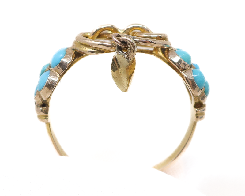 Victorian Turquoise Ring with Heart Charm