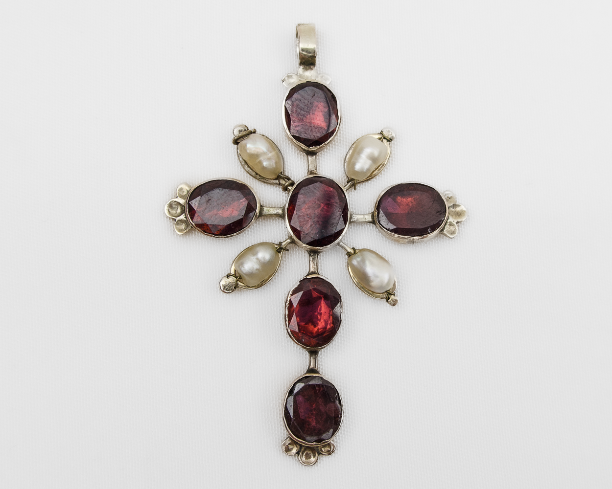 Georgian Garnet & Pearl Cross