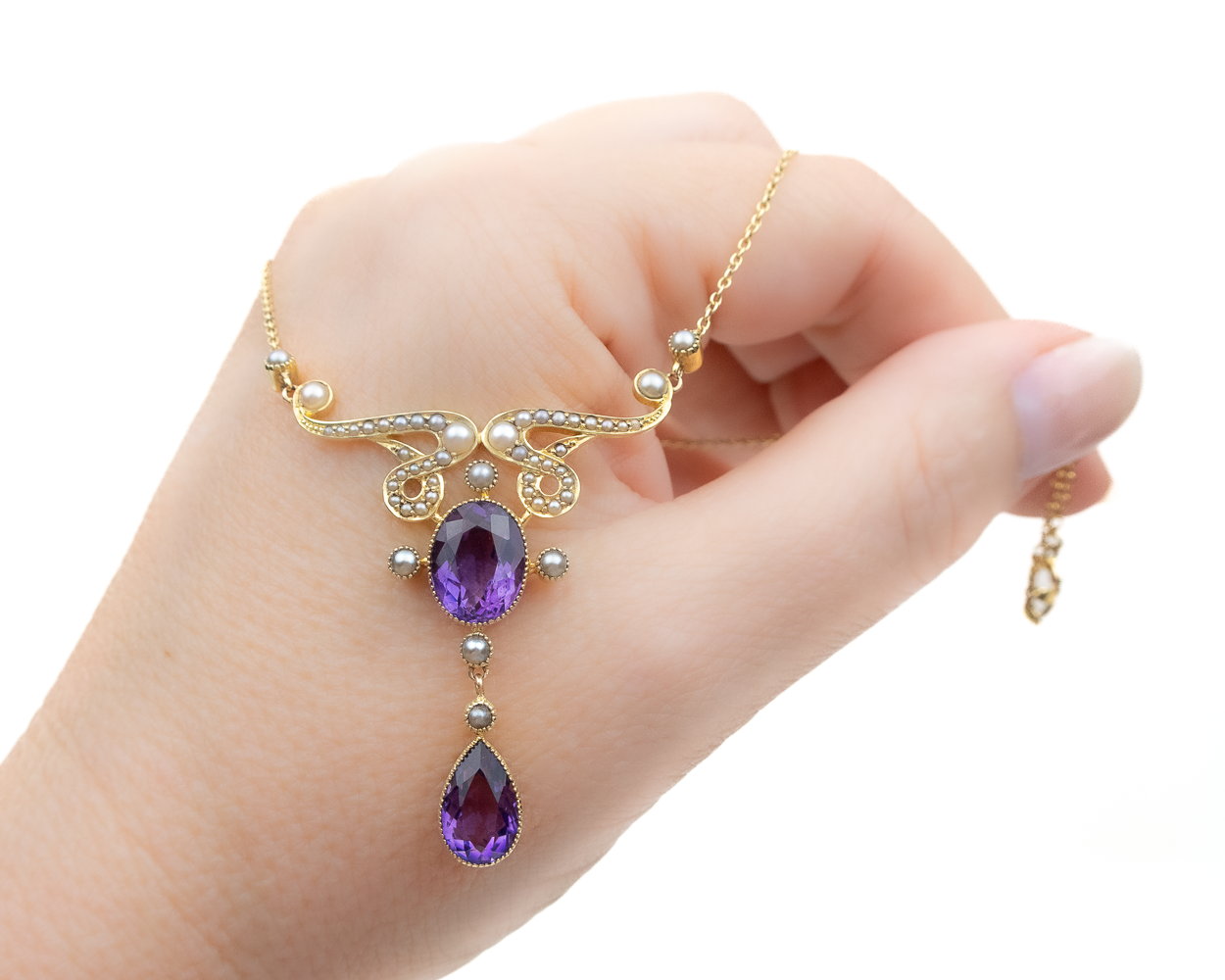 Amethyst pearl necklace discount