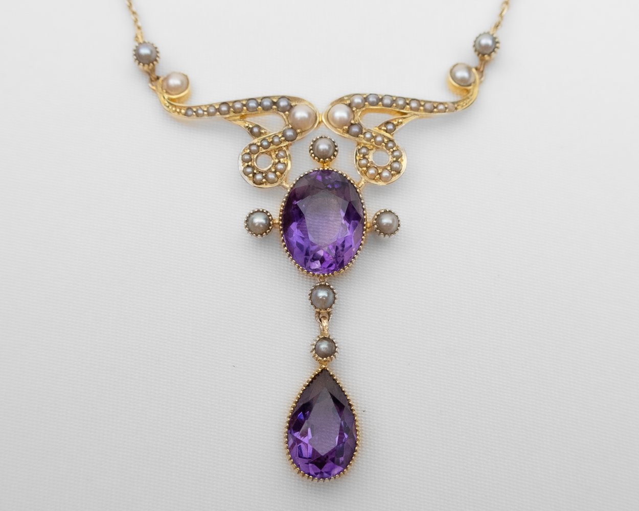 Victorian Amethyst & Pearl Necklace