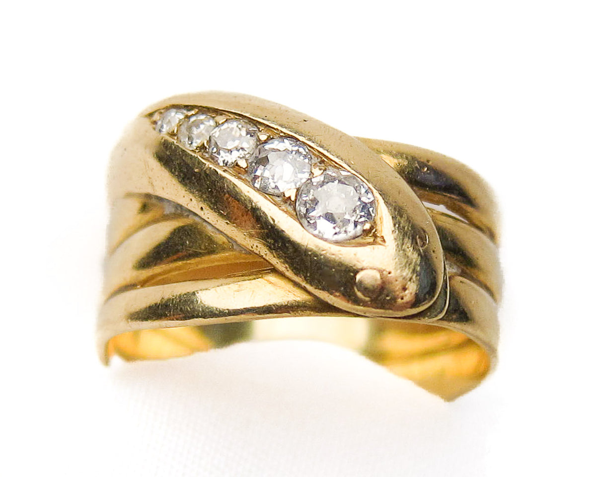 Victorian 18KT Diamond Snake Ring — Isadoras Antique Jewelry