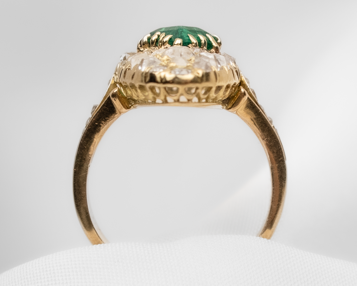 Victorian Emerald & Diamond Navette Ring