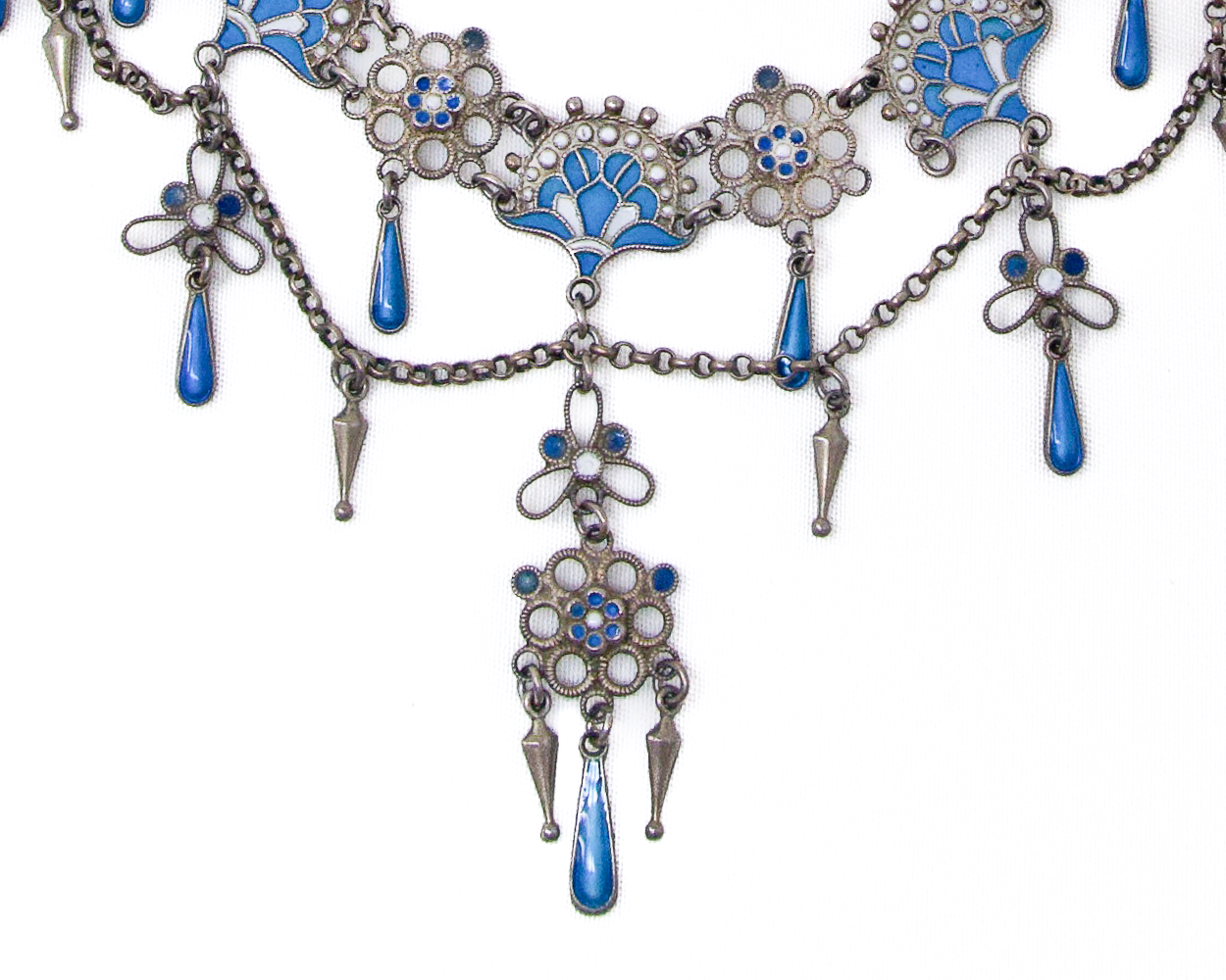 Norwegian Blue Enamel Festoon Necklace
