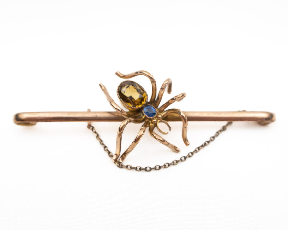 Vintage spider brooch brass - Gem