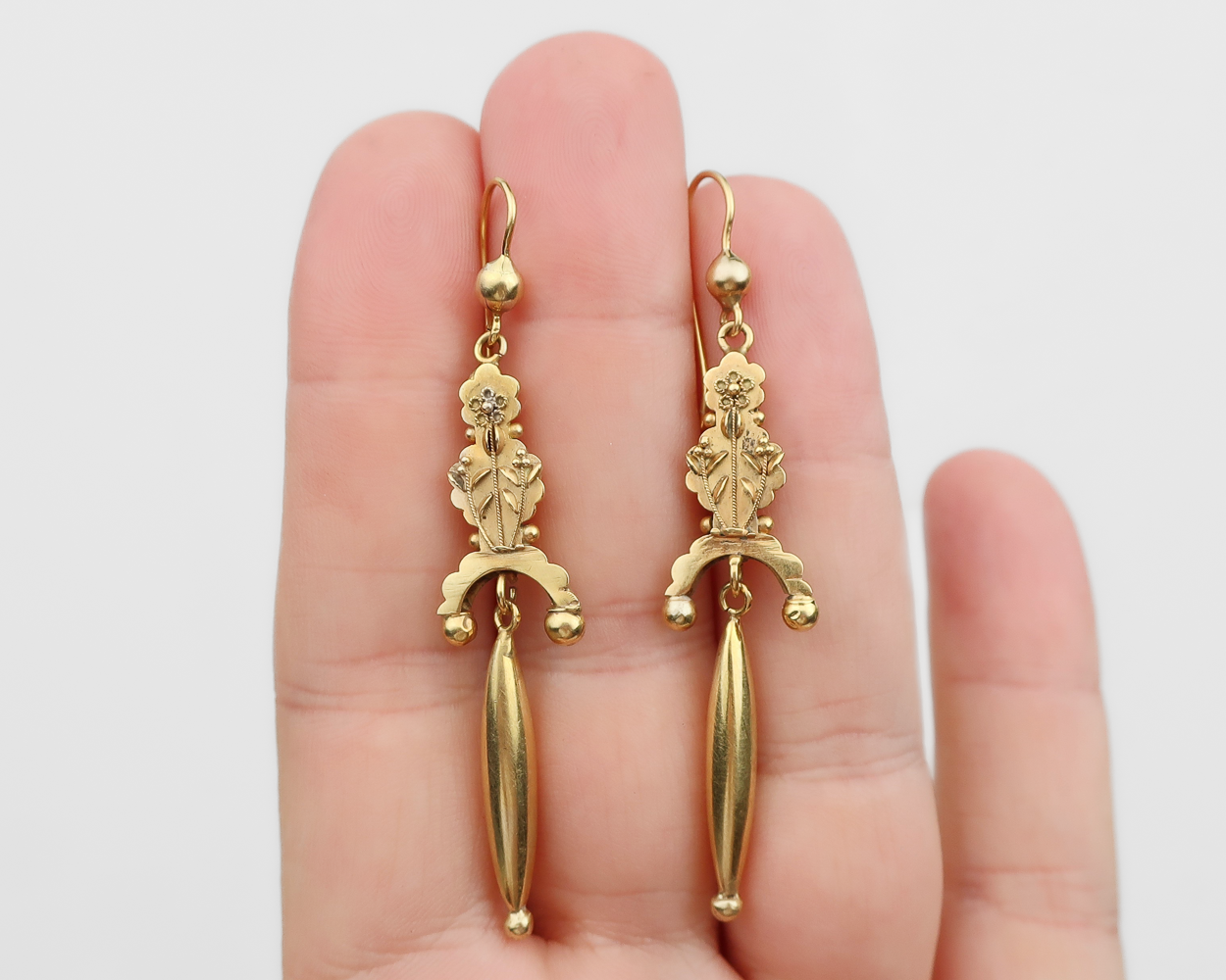 Victorian 9KT Gold Embossed Earrings