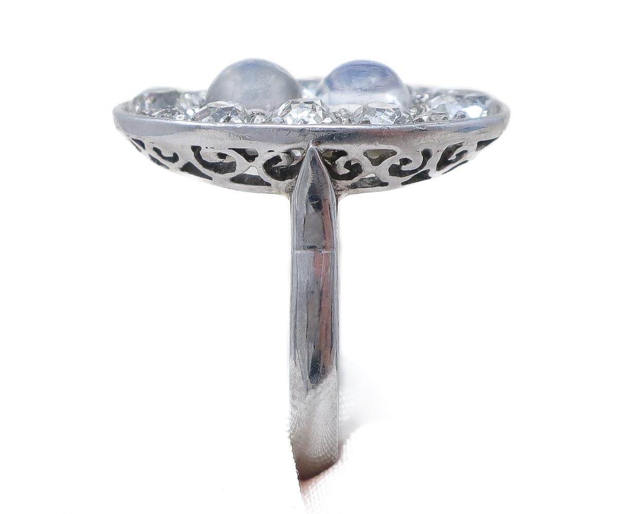 Art Deco Moonstone & Diamond Halo Ring