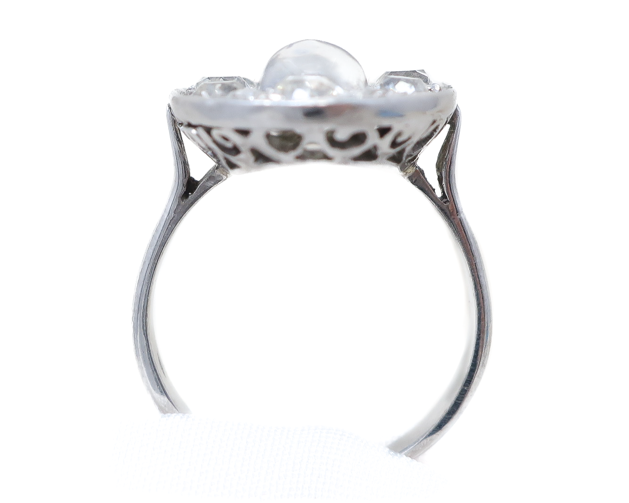 Art Deco Moonstone & Diamond Halo Ring