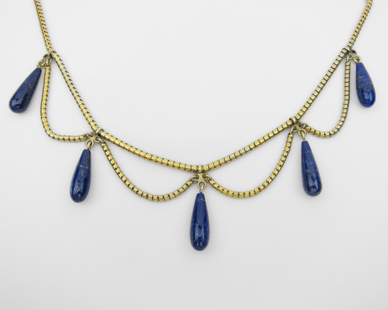 Victorian Lapis Festoon Necklace