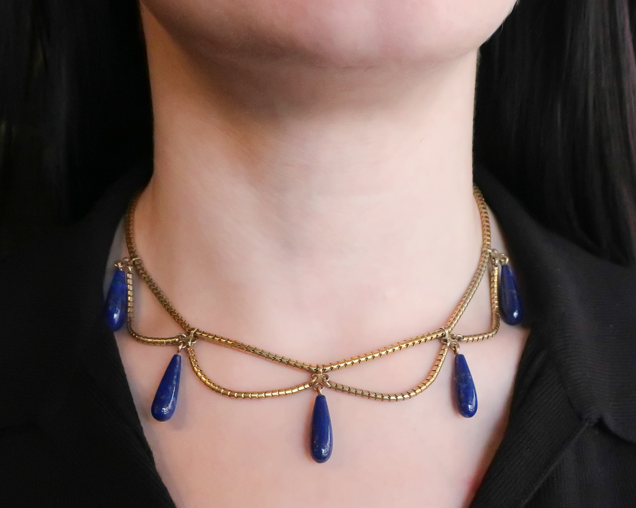 Victorian Lapis Festoon Necklace