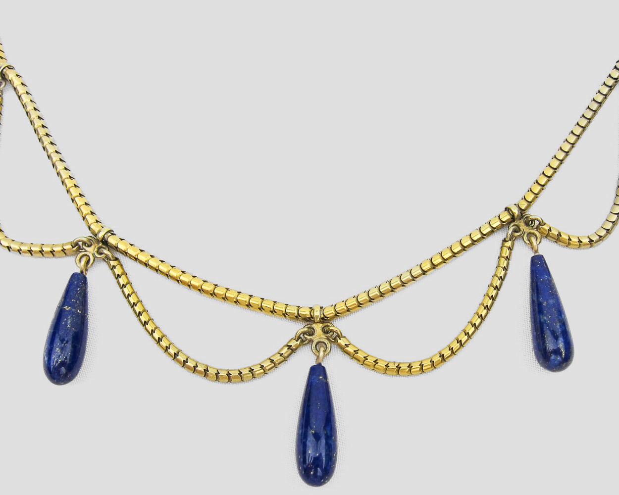 Victorian Lapis Festoon Necklace
