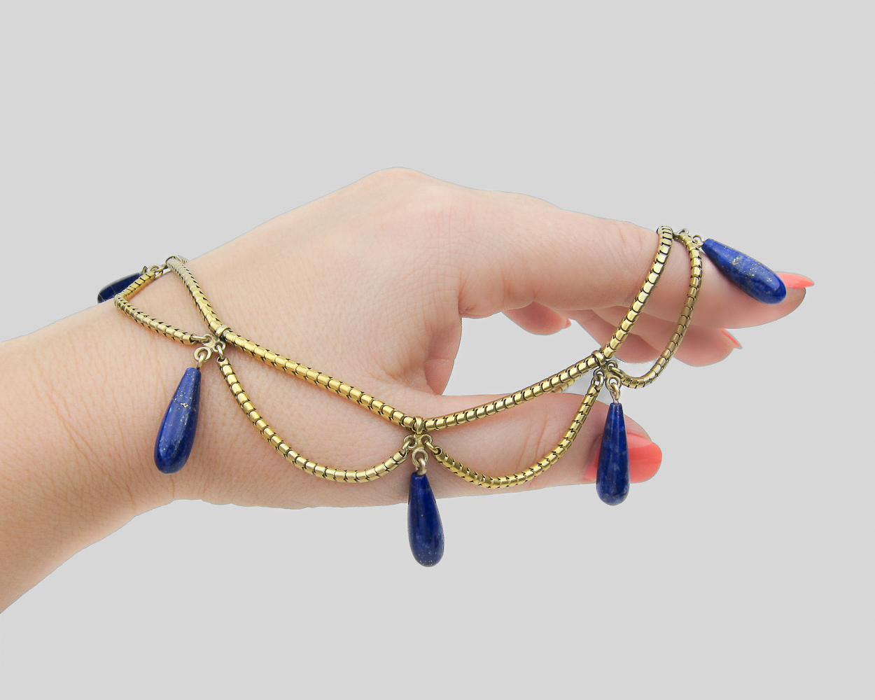 Victorian Lapis Festoon Necklace