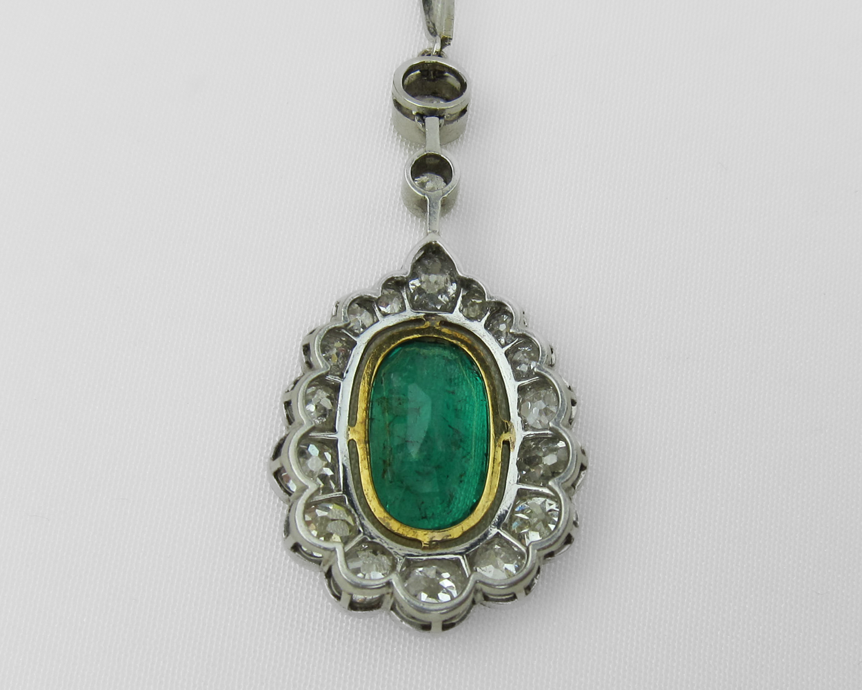 Edwardian Emerald & Diamond Halo Necklace